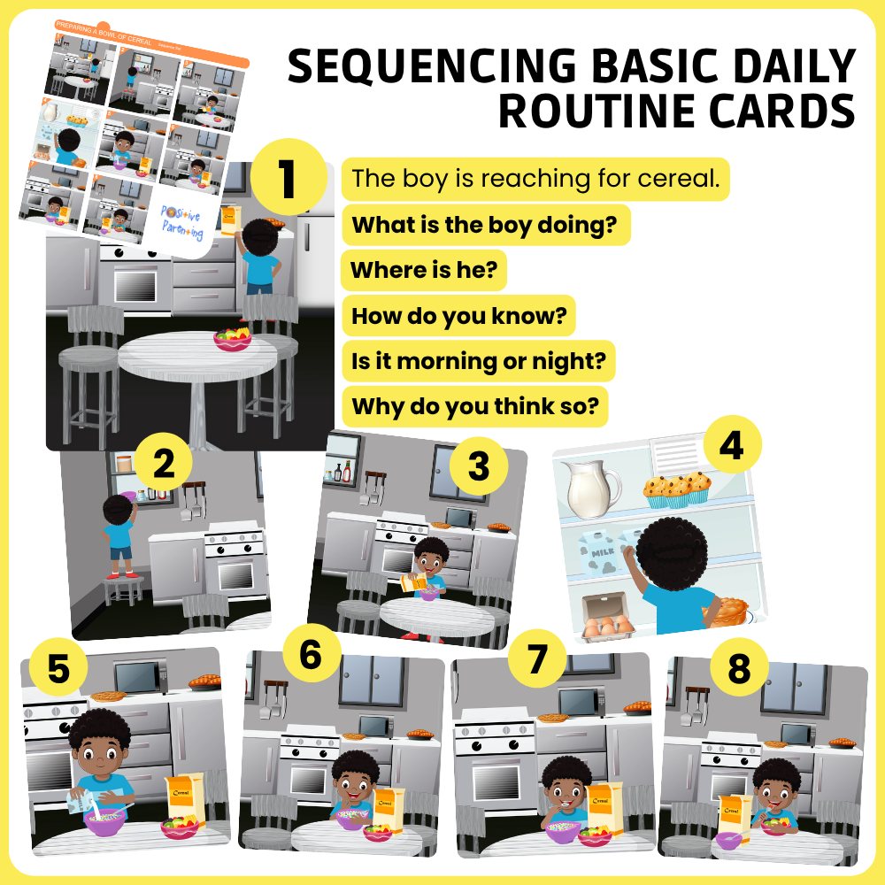 Basic Routine Sequencing Cards for Kids Daily Routines Speech Therapy Material Social Development and Sentence Building ABA Therapy Material Speech Therapy Game English Language Bilingual Learners