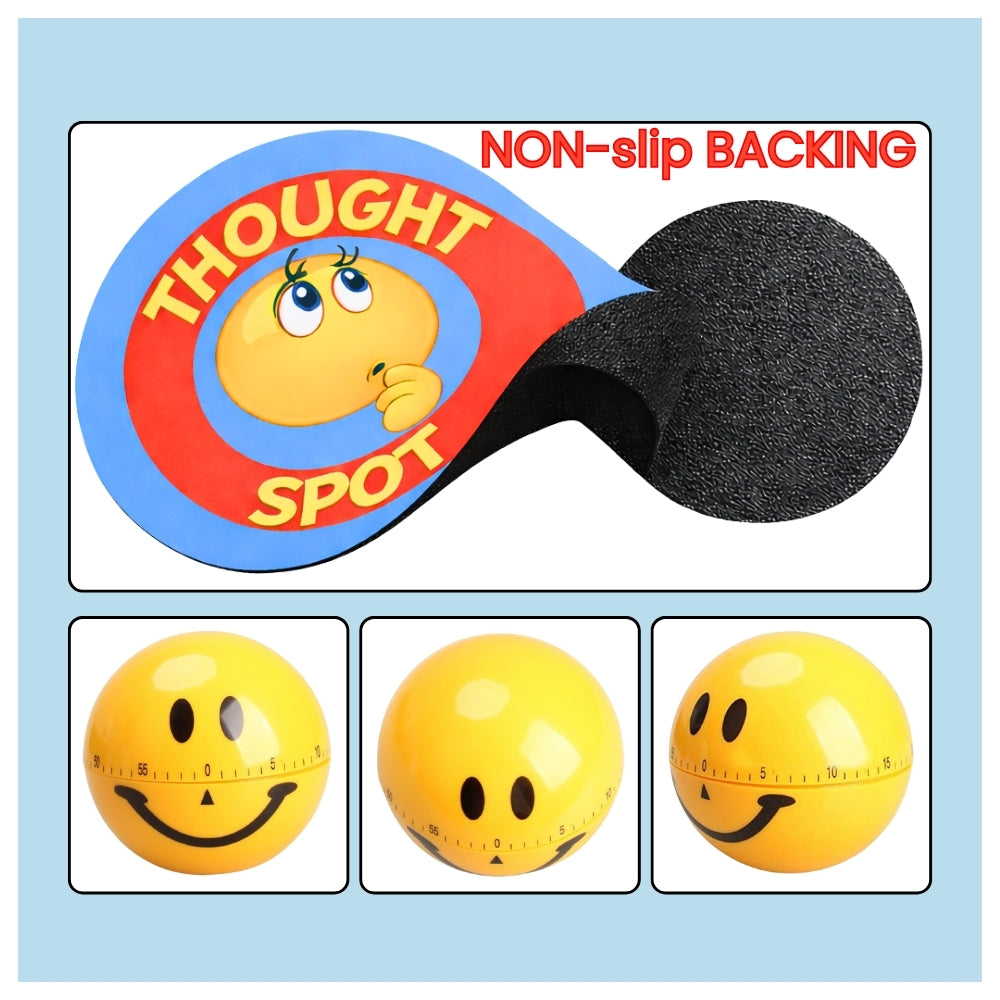 Thought-Spot Time Out Mat for Toddlers | Calm Down Corner & Positive Discipline Tool | Portable 24” Floor Mat Alternative to Time Out Chair | Includes Visual Timer
