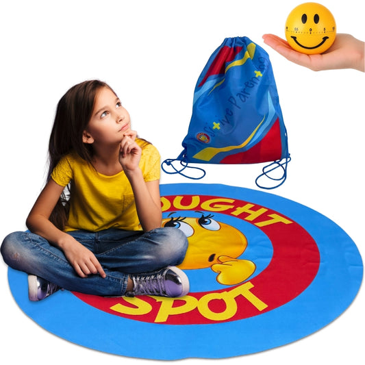 Thought-Spot Time Out Mat for Toddlers | Calm Down Corner & Positive Discipline Tool | Portable 24” Floor Mat Alternative to Time Out Chair | Includes Visual Timer