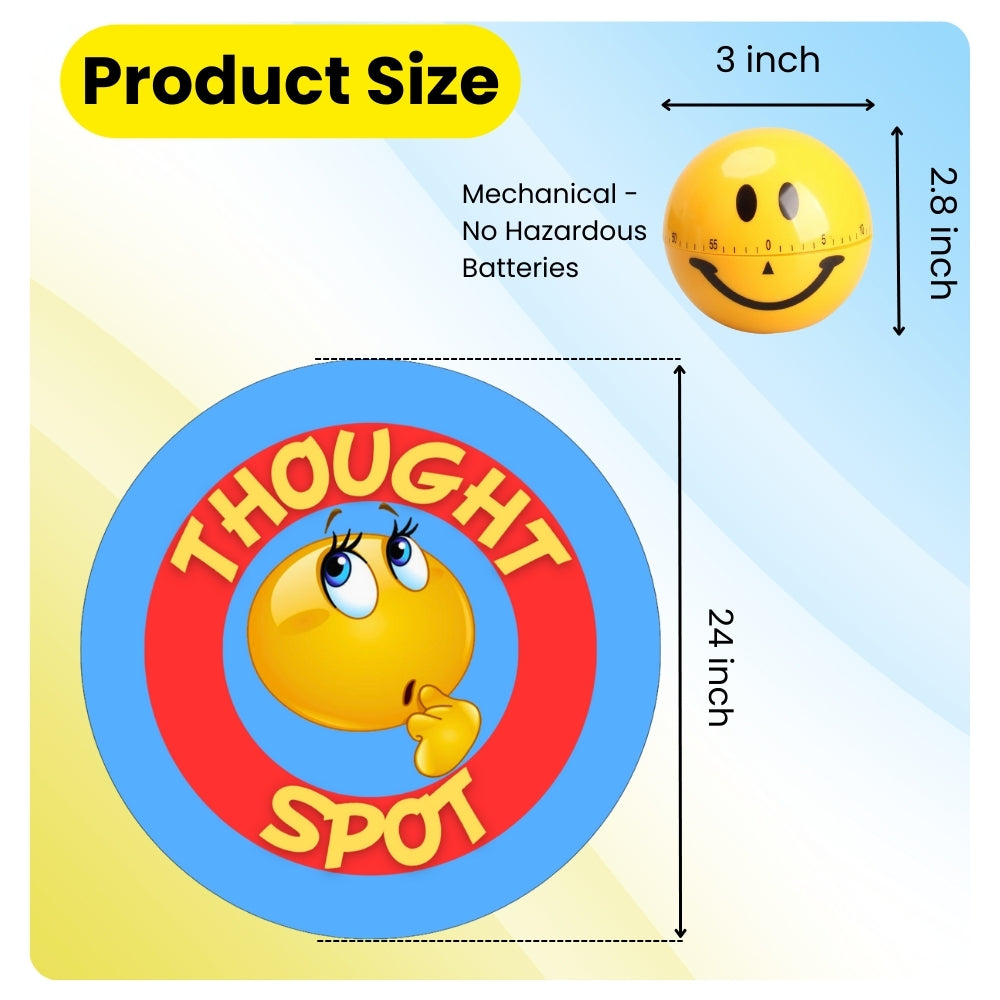 Thought-Spot Time Out Mat for Toddlers | Calm Down Corner & Positive Discipline Tool | Portable 24” Floor Mat Alternative to Time Out Chair | Includes Visual Timer