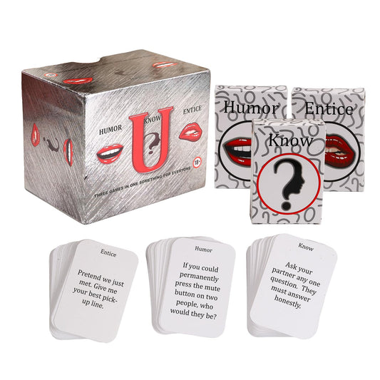 Romantic Couples Game Date Night Ideas Couples Gifts Girlfriend Boyfriend Newlywed Wife Husband Promote Deep Conversations Connect Emotionally Laugh 3 in 1 Game Humor U Know U and Entice U
