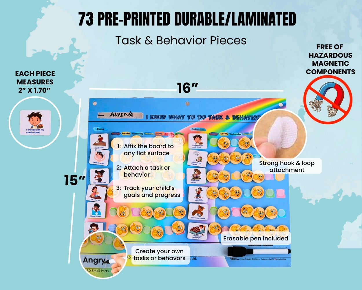 Thought-Spot Reward Chart for Kids Chore and Behavior Chart 41 Task Pieces 32 Behavior Pieces and 80 Reward Pieces Chart for Kid's Behavior Responsibility Chart for Kids