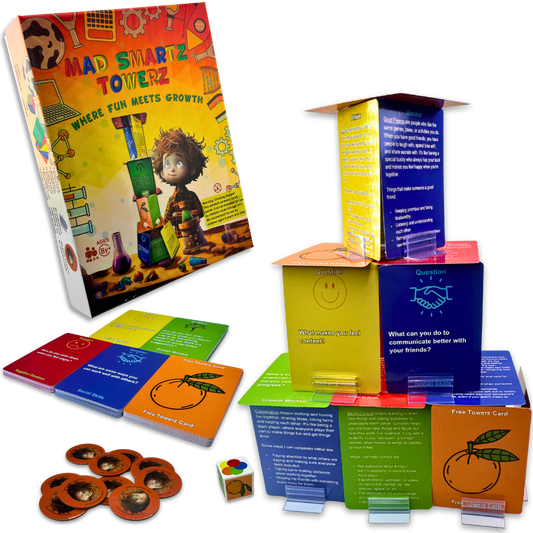 MAD SMARTZ TOWERZ an Interpersonal Skills Card Game for Anger & Emotion Control, Empathy, & Social Skills; Top Educational Learning Resource for Kids & Adults; Fun for School and Therapy