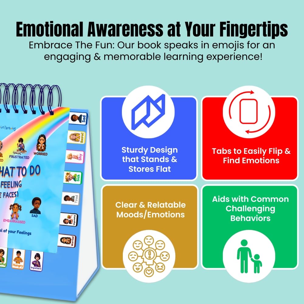 I Know What to Do Expressive Faces Flipbook Emotions Chart for Kids Autism Learning Materials Feelings Chart to Identify Feelings and Make Positive Choices Emotions Wheel Calm Down Corner Supplies