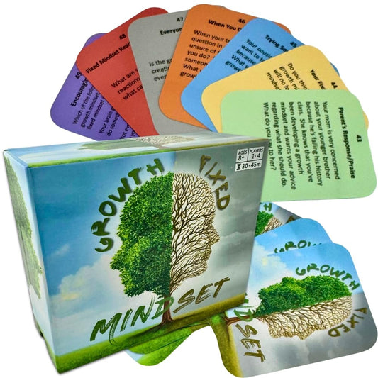 Thought-Spot Growth/Fixed Mindset Card Game: Cultivates Coping, Life & Social Skills; Develops Resilience; Reduces Meltdowns/Stress; Affirmation Cards; Autism-Friendly; Mindfulness; CBT; Ages 8+
